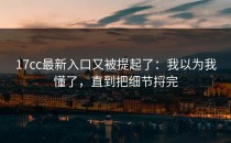 17cc最新入口又被提起了：我以为我懂了，直到把细节捋完
