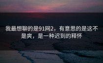我最想聊的是91网2，有意思的是这不是爽，是一种迟到的释怀