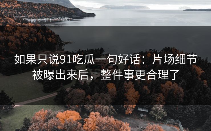 如果只说91吃瓜一句好话:片场细节被曝出来后,整件事更合理了 如果只说91吃瓜一句好话:片场细节被曝出来后,整件事更合理了