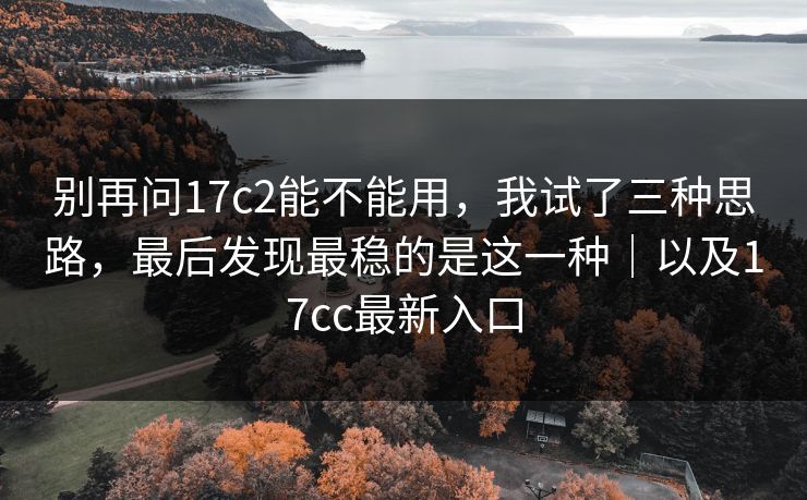 别再问17c2能不能用，我试了三种思路，最后发现最稳的是这一种｜以及17cc最新入口  第1张