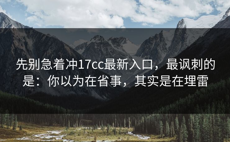 先别急着冲17cc最新入口，最讽刺的是：你以为在省事，其实是在埋雷