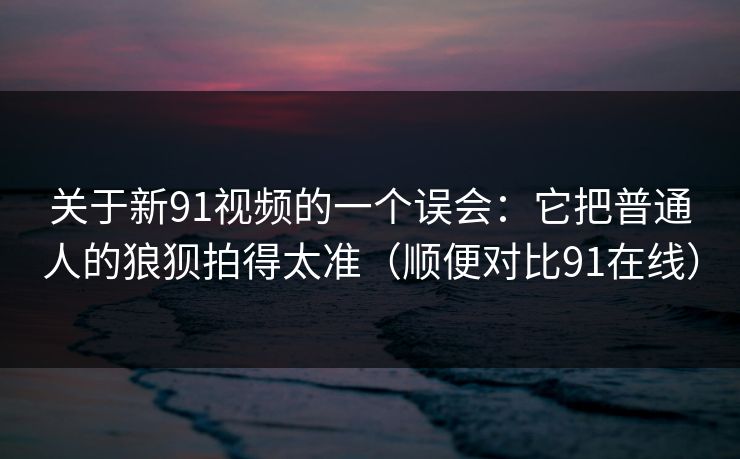 关于新91视频的一个误会:它把普通人的狼狈拍得太准(顺便对比91在线) 第1张 关于新91视频的一个误会:它把普通人的狼狈拍得太准(顺便对比91在线) 第1张