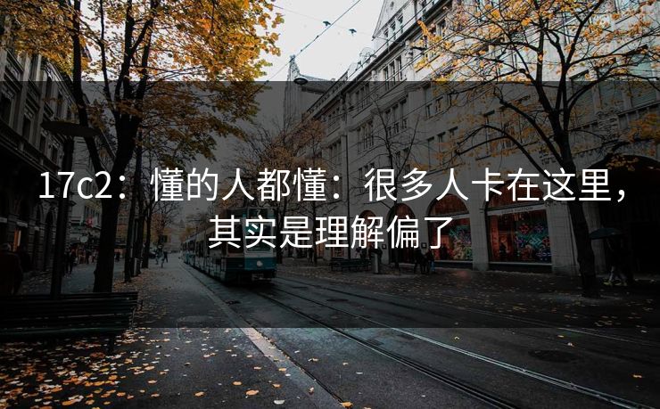 17c2：懂的人都懂：很多人卡在这里，其实是理解偏了  第1张