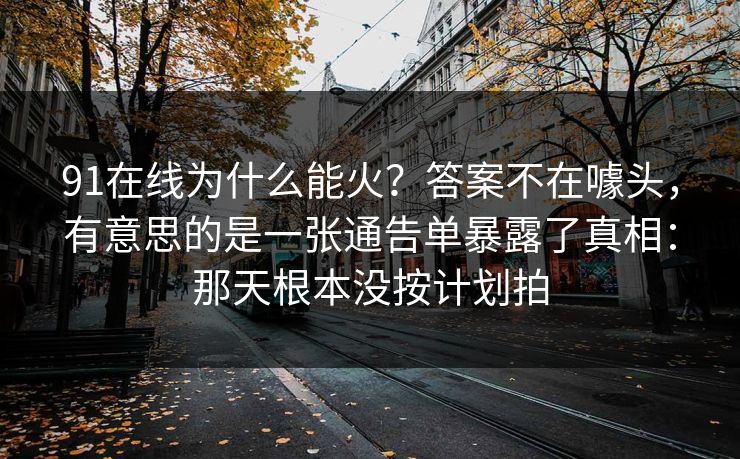 91在线为什么能火？答案不在噱头，有意思的是一张通告单暴露了真相：那天根本没按计划拍