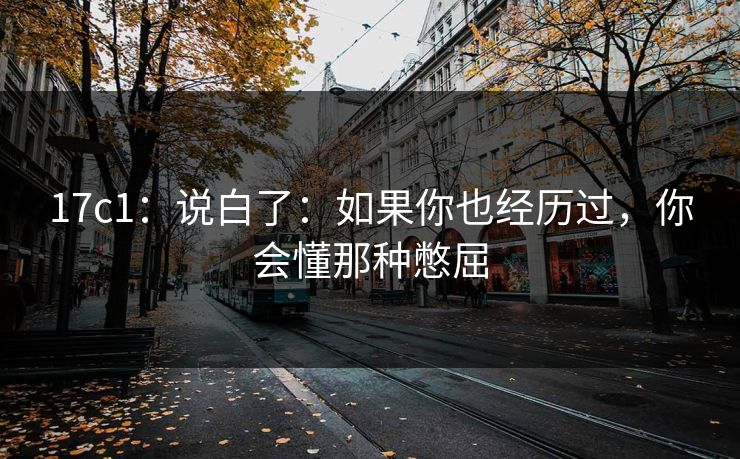 17c1：说白了：如果你也经历过，你会懂那种憋屈